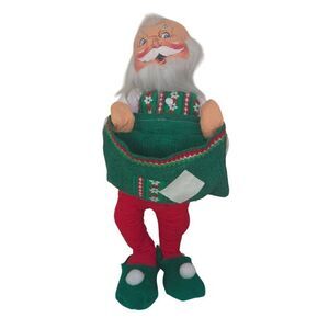 Vintage 80s Annalee Santa Claus Gift Bag Figure 20" Christmas